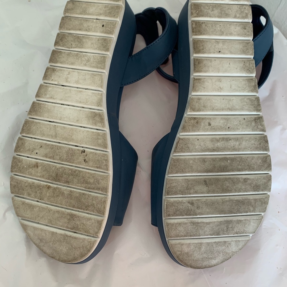 Anne Klein AK Sport Slate Blue Ankle Strap Wedge Sandals - Picture 6 of 7